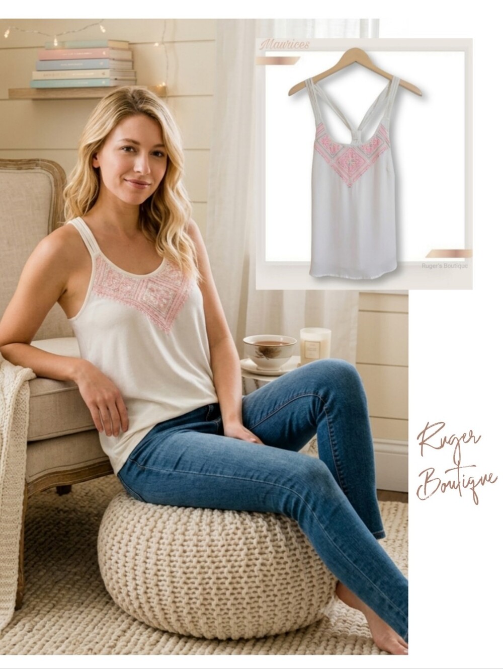 🌿Maurices Women's Small White Sheer Lined Strappy Tank Top Blouse